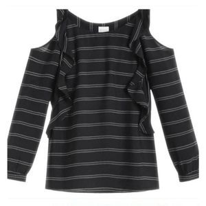 NWT Chico's Black Striped Cold Shoulder Top 3 US 16